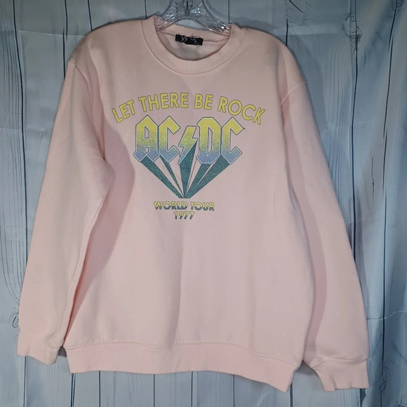 Vinyl Icons Tops - Vinyl Icons AC/DC baby pink sweatshirt
